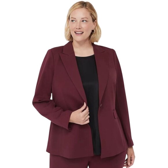 Lane Bryant burgundy red one button suit blazer size 24W NWT - Picture 1 of 16